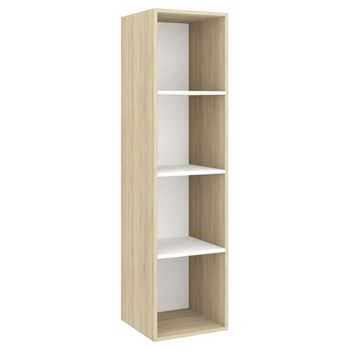 Mueble Tv Pared Madera Contrachapada Blanco Roble 37x37x142,5cm