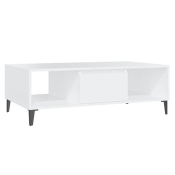 Mesa De Centro Madera Contrachapada Blanco 103,5x60x35 Cm