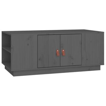 Mesa De Centro De Madera Maciza De Pino Gris 100x50x41 Cm