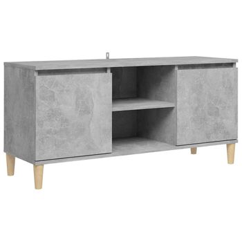 Mueble De Tv Patas Madera Maciza Gris Hormigón 103,5x35x50 Cm