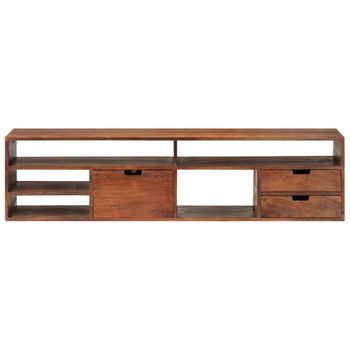 Mueble De Tv De Madera Maciza De Acacia 140x30x35 Cm