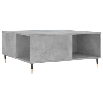 Mesa De Centro Madera Contrachapada Gris Hormigón 80x80x36,5 Cm