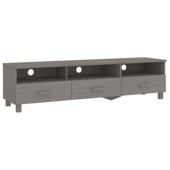 Mueble De Tv Hamar Madera Maciza De Pino Gris Claro 158x40x40