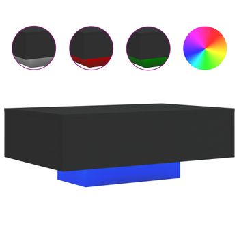 Mesa De Centro Con Luces Led Negro 85x55x31 Cm