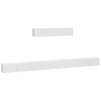 Set De Muebles De Tv 6 Piezas Madera Contrachapada Blanco Brillo