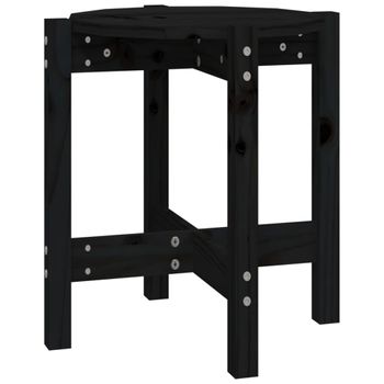 Mesa De Centro De Madera Maciza De Pino Negro Ø42,5x45 Cm