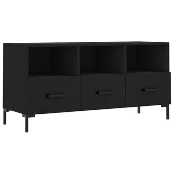 Mueble De Tv Madera De Ingeniería Negro 102x36x50 Cm