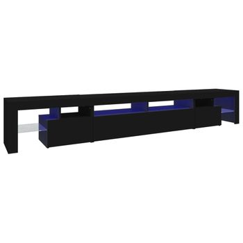 Mueble De Tv Con Luces Led Negro 260x36,5x40 Cm