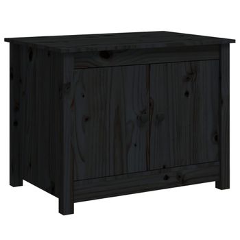 Mesa De Centro De Madera Maciza De Pino Negro 71x49x55 Cm