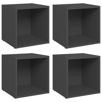 Muebles Para Tv 4 Unidades Madera Contrachapada Gris 37x35x37 Cm