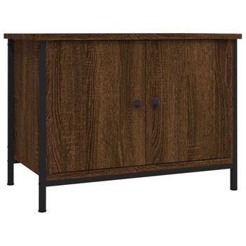 Mueble De Tv Madera Contrachapada Marrón Roble 60x35x45 Cm