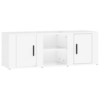 Mueble De Tv Madera Contrachapada Blanco Brillo 100x31,5x35 Cm