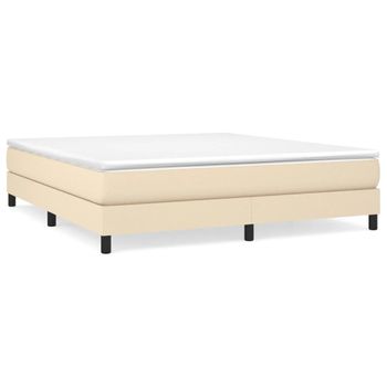 Estructura De Cama Box Spring Tela Color Crema 180x200 Cm