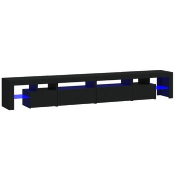 Mueble De Tv Con Luces Led Negro 260x36,5x40 Cm