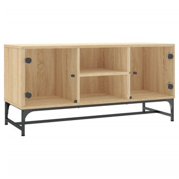 Mueble De Tv Con Puertas De Vidrio Roble Sonoma 102x37x50 Cm