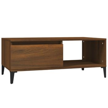 Mesa De Centro Madera Contrachapada Marrón Roble 90x50x36,5 Cm