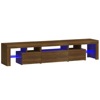 Mueble De Tv Con Luces Led Marrón Roble 200x36,5x40 Cm