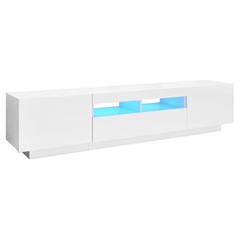 Mueble Para Tv Con Luces Led Blanco Brillante 180x35x40 Cm