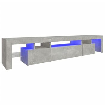 Mueble De Tv Con Luces Led Gris Hormigón 215x36,5x40 Cm