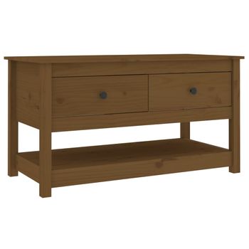 Mesa De Centro Madera Maciza De Pino Marrón Miel 102x49x55 Cm