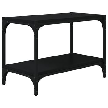 Mueble Para Tv Madera Contrachapada Y Acero Negro 60x33x41 Cm