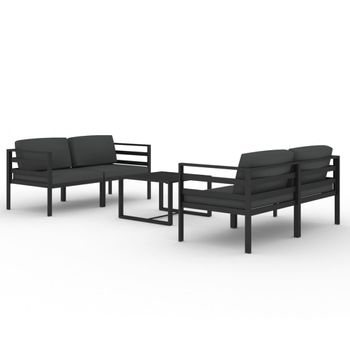 Set Muebles De Jardín 5 Piezas Y Cojines Aluminio Gris Antracita