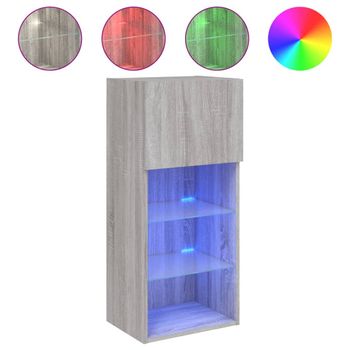 Mueble Para Tv Con Luces Led Gris Sonoma 40,5x30x90 Cm