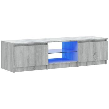 Mueble Para Tv Con Luces Led Gris Sonoma 140x40x35,5 Cm