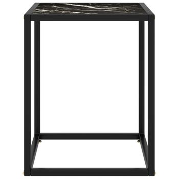 Mesa De Centro Negra Con Vidrio De Mármol Negro 40x40x50 Cm