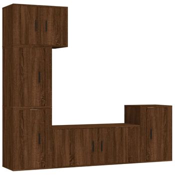 Set De Muebles Para Tv 5 Piezas Madera Contrachapada Roble Marrón