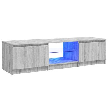 Mueble Para Tv Con Luces Led Gris Sonoma 140x40x35,5 Cm