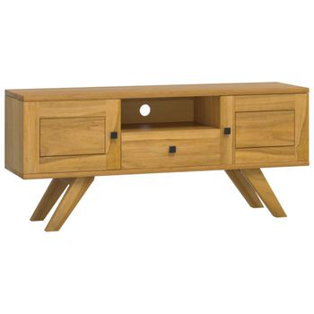 Mueble De Tv Madera Maciza De Teca 110x30x50 Cm