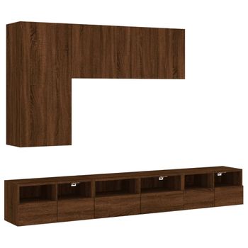 Muebles De Tv De Pared 5 Piezas Madera De Ingeniería Marrón Roble