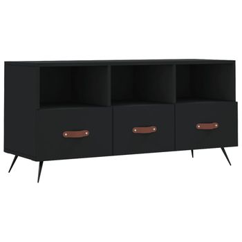 Mueble De Tv Madera De Ingeniería Negro 102x36x50 Cm