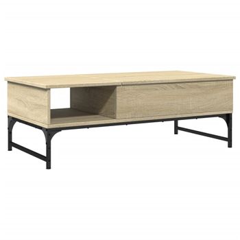 Mesa De Centro Madera Y Metal Roble Sonoma 100x50x35 Cm