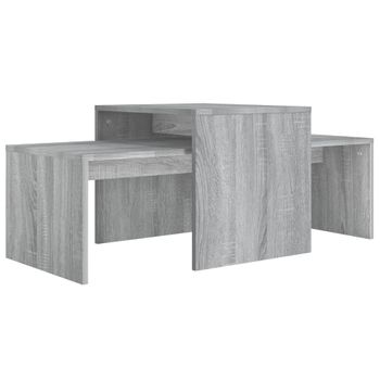 Set Mesa De Centro Madera Contrachapada Gris Sonoma 100x48x40cm