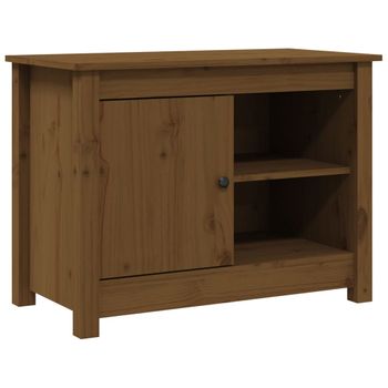 Mueble De Tv Madera Maciza De Pino Marrón Miel 70x36,5x52 Cm