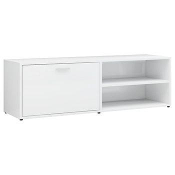 Mueble Tv Madera Contrachapada Blanco Brillante 120x34x37 Cm