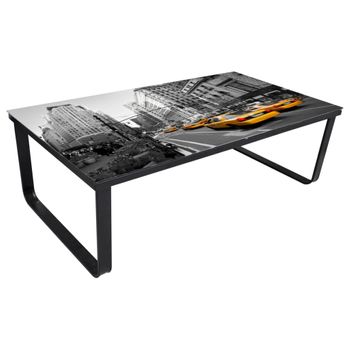 Mesa De Centro Con Tablero De Cristal Rectangular