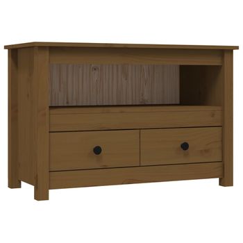 Mueble De Tv Madera Maciza De Pino Marrón Miel 79x35x52 Cm