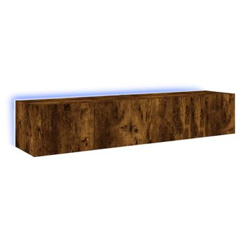 Muebles Tv De Pared Luces Led 2 Unidades Roble Ahumado 80x35x31 Cm