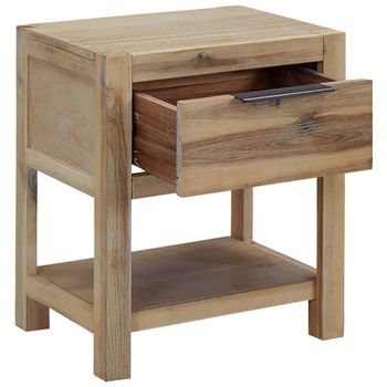 Mesita De Noche Con Cajón Madera Acacia Maciza 40x30x48 Cm