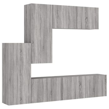 Muebles De Tv De Pared 5 Piezas Madera De Ingeniería Gris Sonoma