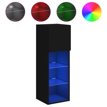 Mueble Para Tv Con Luces Led Negro 30,5x30x90 Cm