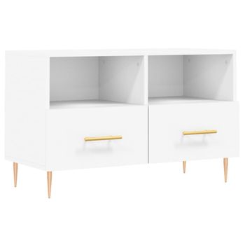 Mueble Para Tv Madera Contrachapada Blanco 80x36x50 Cm