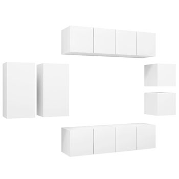 Juego De Mueble Para Tv De 8 Piezas Aglomerado Blanco