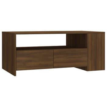 Mesa De Centro Madera De Ingeniería Marrón Roble 102x55x42 Cm