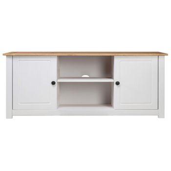 Mueble Para Tv Madera De Pino Estilo Panamá Blanco 120x40x50 Cm