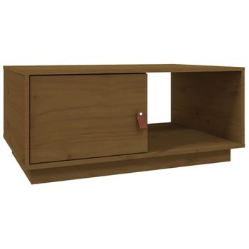 Mesa De Centro Madera Maciza De Pino Marrón Miel 80x50x35,5 Cm