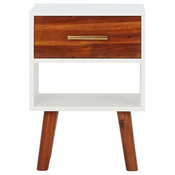 Mesita De Noche De Madera Maciza De Acacia 40x30x57 Cm